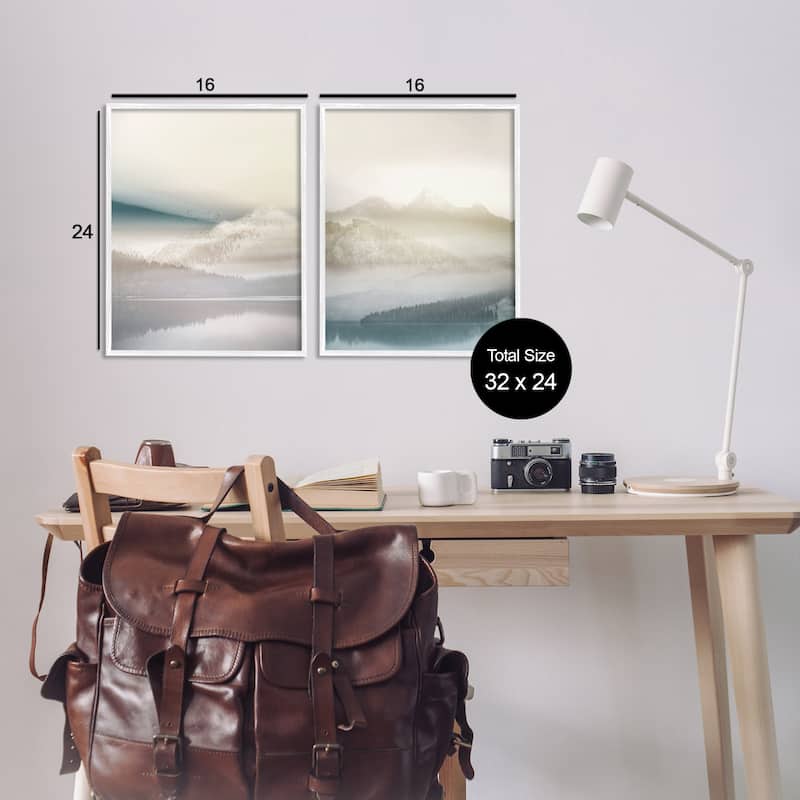 Stupell Mountain Peaks & Neutral Lake Framed Giclee Art Design By Gemma Bardot (Set of 2)