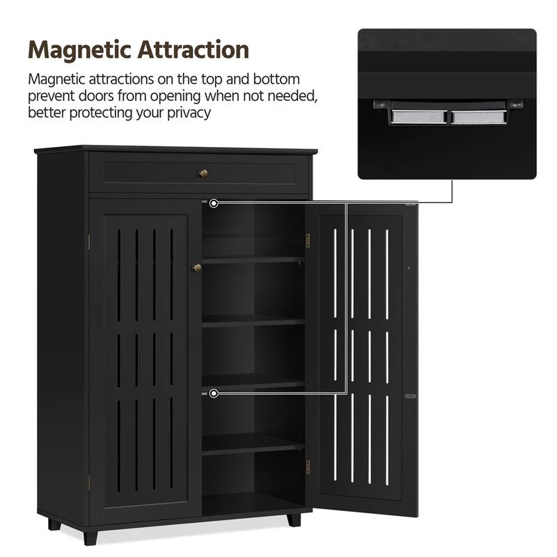 Yaheetech 5-Tier & 1 Drawer Shoe Storage Cabinet Closed Adjustable Shoes Rack - N/A