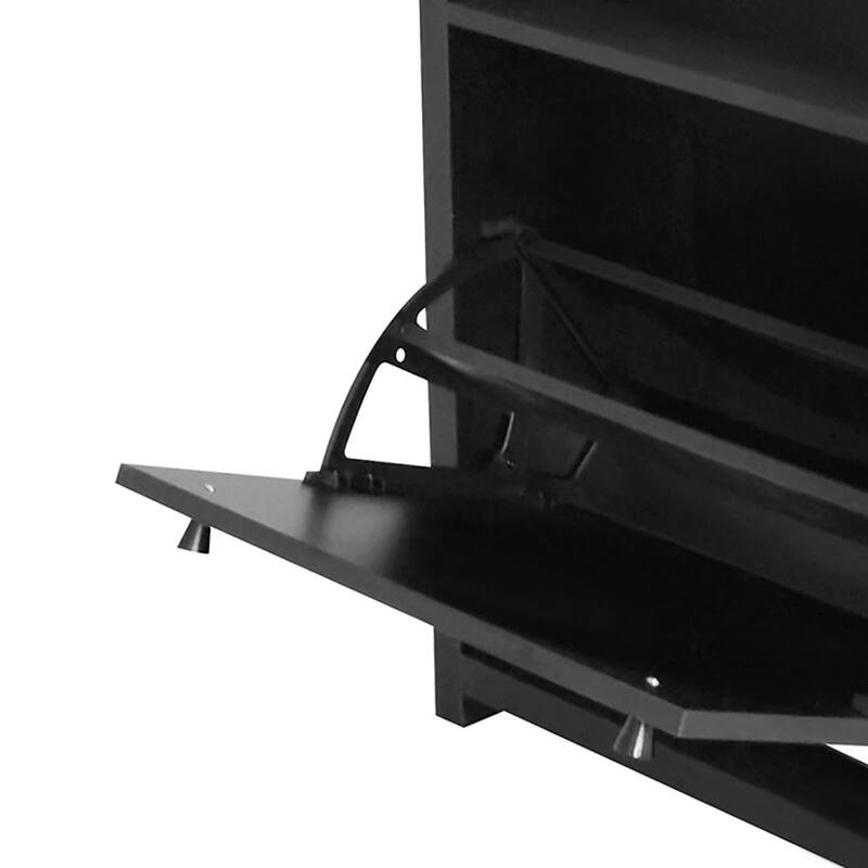 Modern Minimalist Set of Two Wooden Shoe Storage Cabinets