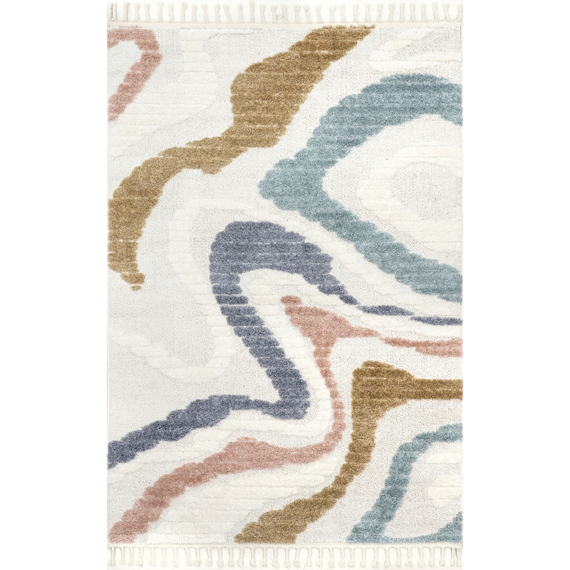 Nuloom Abstract Striped Kids Tassel Area Rug