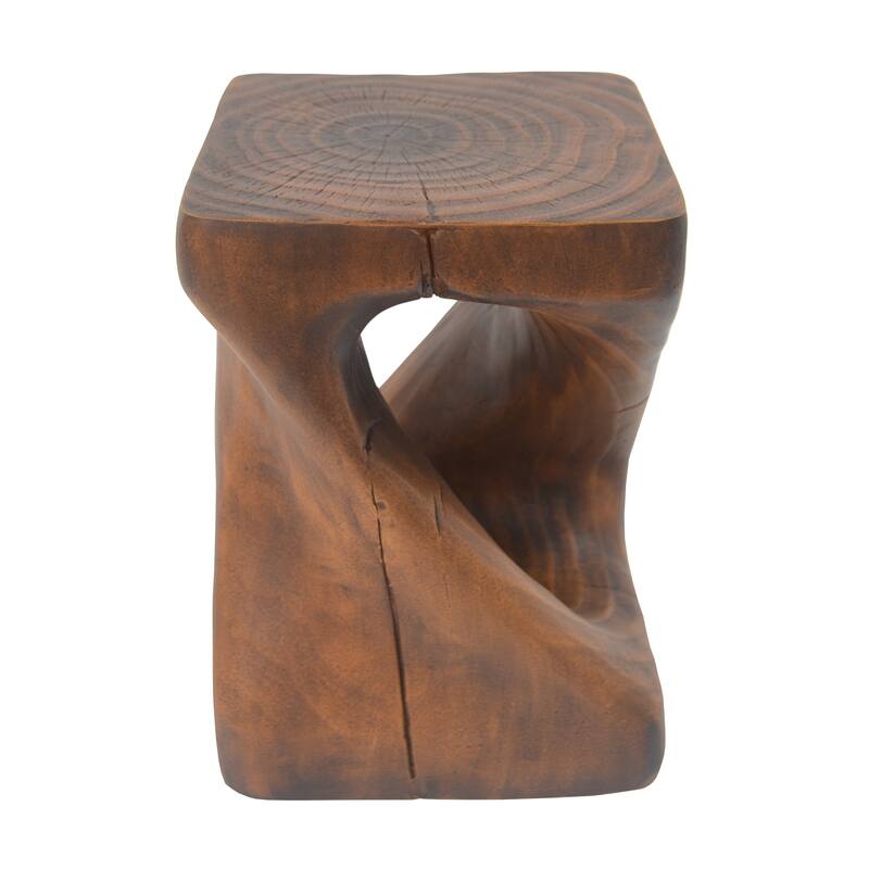 Unique Hollow Twisted Spiral Shape Side Table with Wood Grain Texture