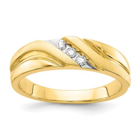 10K Yellow Gold with White Rhodium-plated Polished and Brushed Diamond Band by Versil