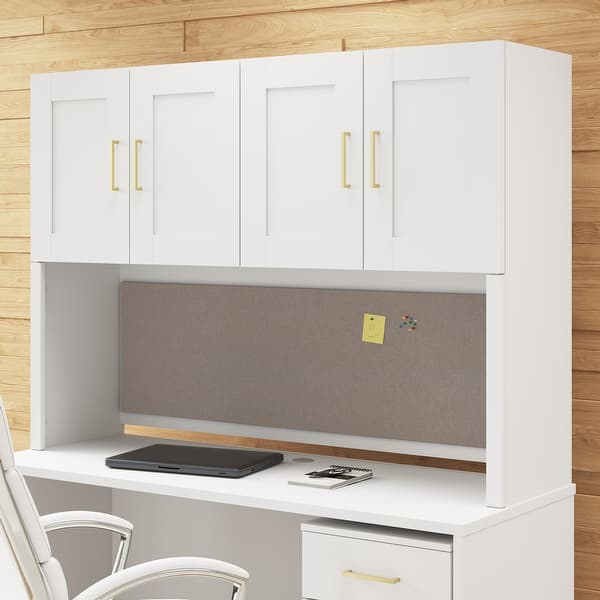 slide 2 of 10, 57W x 16H Acoustic Tackboard by Bush Business Furniture Warm Beige