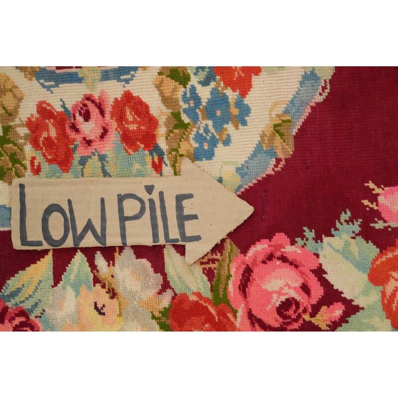 Hand Knotted Oriental 100% Wool Carpet Traditional Floral Red Karabagh Area Rug - 3' 3'' X 2' 6''