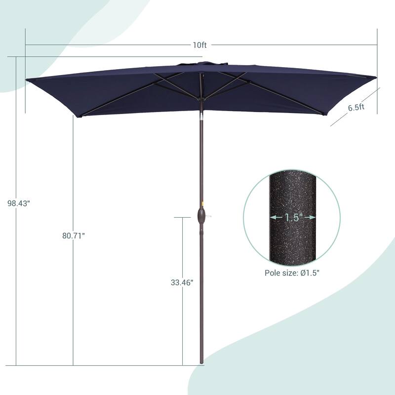 AOOLIMICS 10×6.5FT Rectangular Patio Umbrella with UV Protection, Easy Tilt, and Wind-Resistant Features
