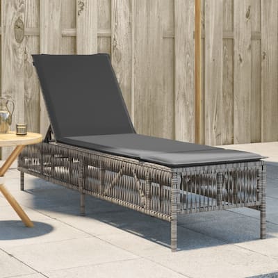 vidaXL Sun Lounger with Cushion Daybed Chaise Lounge Patio Furniture Poly Rattan - 21.7 x 77.9 x 37.8