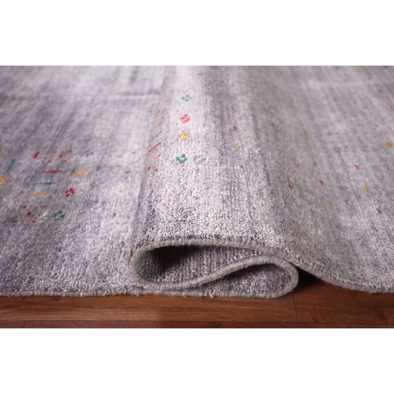 Tribal Gabbeh Indian Square Area Rug Silk Carpet - 7'9" X 8'2"