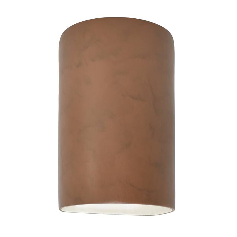 Justice Design Ambiance - Small ADA Cylinder Wall Sconce - Open Top & Bottom - Replaceable Bulb - Terra Cotta