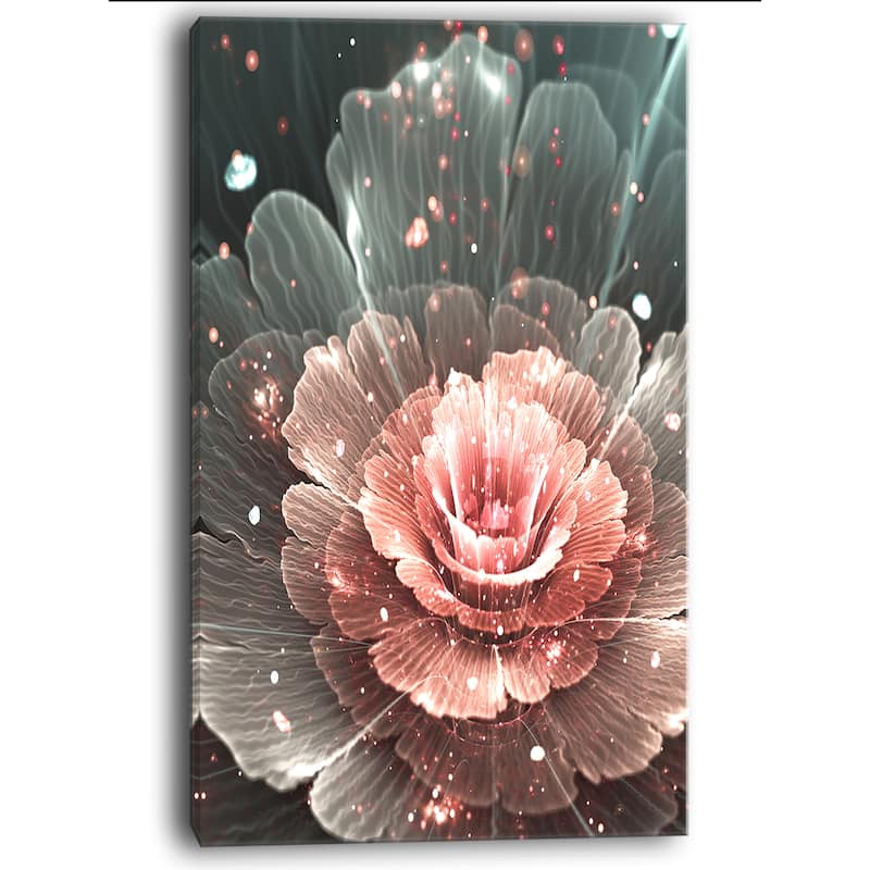 Abstract Fractal Pink Gray Flower - Floral Art Canvas Print