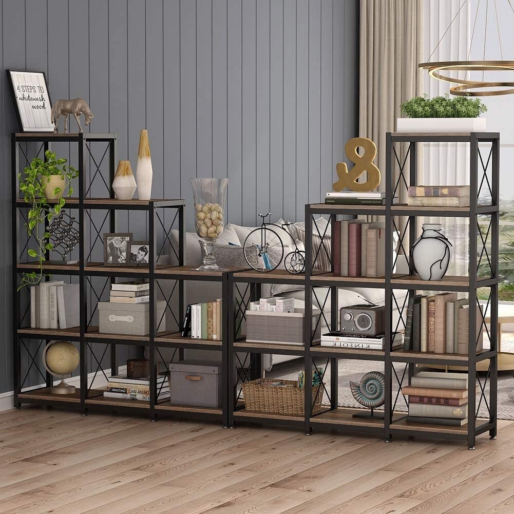 12 Shelves Ladder Bookshelf Industrial Corner Bookshelf On Sale