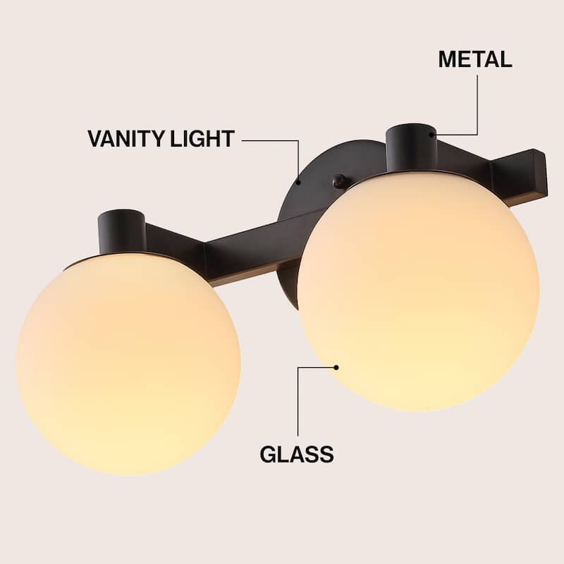 Cecil Globe Metal/Frosted Glass LED Vanity, by JONATHAN Y