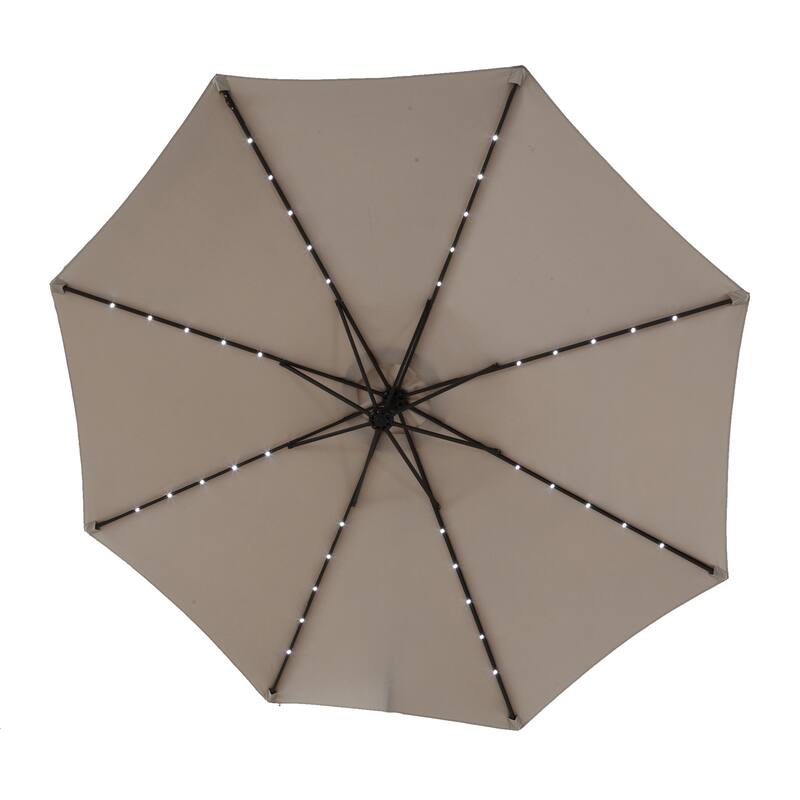 10ft Solar LED Offset Hanging Market Patio Umbrella