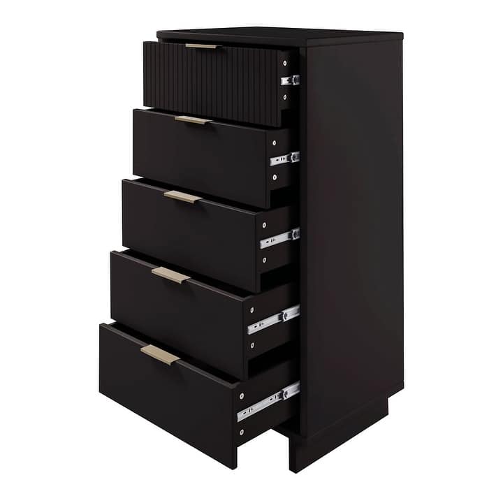 Manhattan Comfort Granville Tall 23.62" Modern Narrow 5 Drawer Dresser