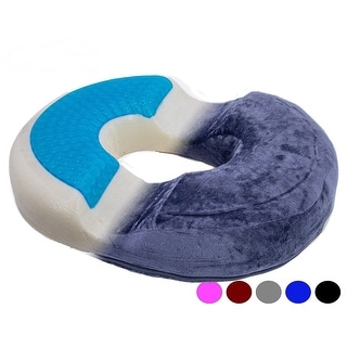 Orthopedic Donut Seat Gel Cushion w/ Infused Memory Foam & Cooling Gel- Black Fabric