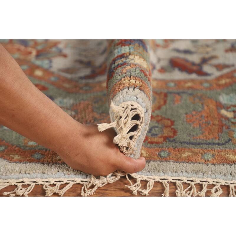 Heriz-Serapi Oriental Octagon Rug Hand-Knotted Wool Carpet - 6'0" x 6'0"