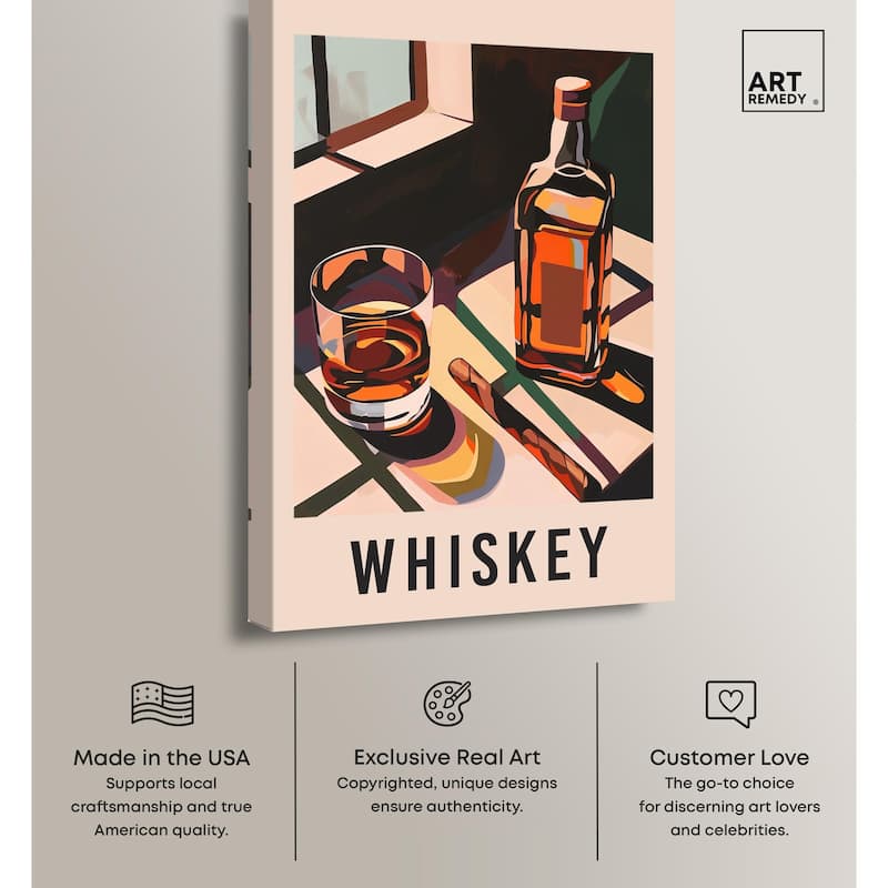 Whiskey Poster Canvas by Art Remedy, Gallery Wrapped