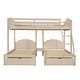 preview thumbnail 12 of 31, Velvet Triple Bunk Bed, Full Over Twin & Twin Wood Triple Bunk Beds with 2 Storage Drawers, Stairs, Sturdy Guardrails for 3 Kids