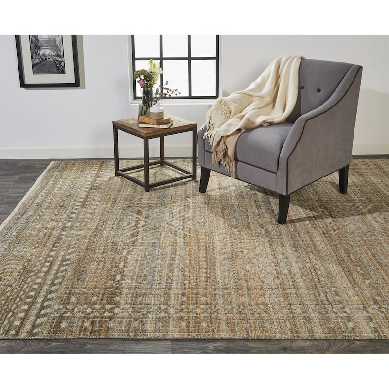 Eckhart Abstract Tribal Rug, Golden Brown/Gray, Area Rug