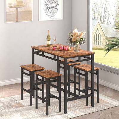 5-Piece Kitchen Counter Height Table Set, Dining Table with 4 Chairs