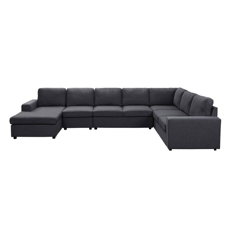 Fenie Modular Sectional Sofa, Reversible Chaise, Dark Gray, 147 Inch