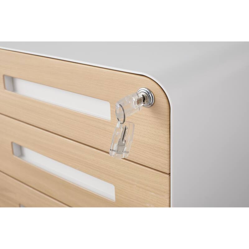 3-Drawer Locking Mobile File Cabinet with Wheels, Metal Home Office Storage Cabinet with Pencil Tray & Hanging Bars