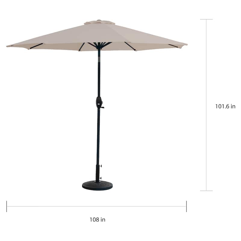 9 Ft Aluminum Patio Umbrella with Decorative Base