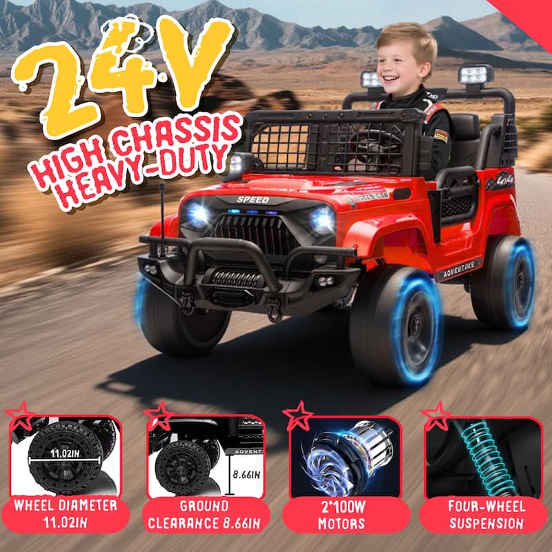 Engineering Car Remote Control Kids Ride-On Car with Bluetooth, Electric Car Off-Road Toy Car with LED Lights