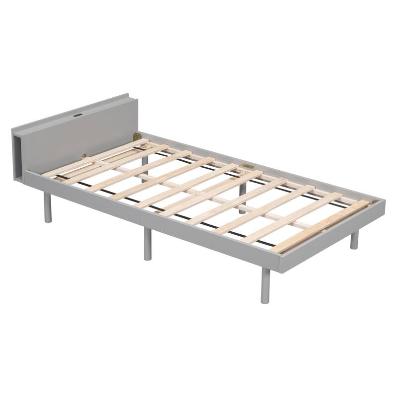 Modern Design Twin Size Platform Bed Frame with USB Ports