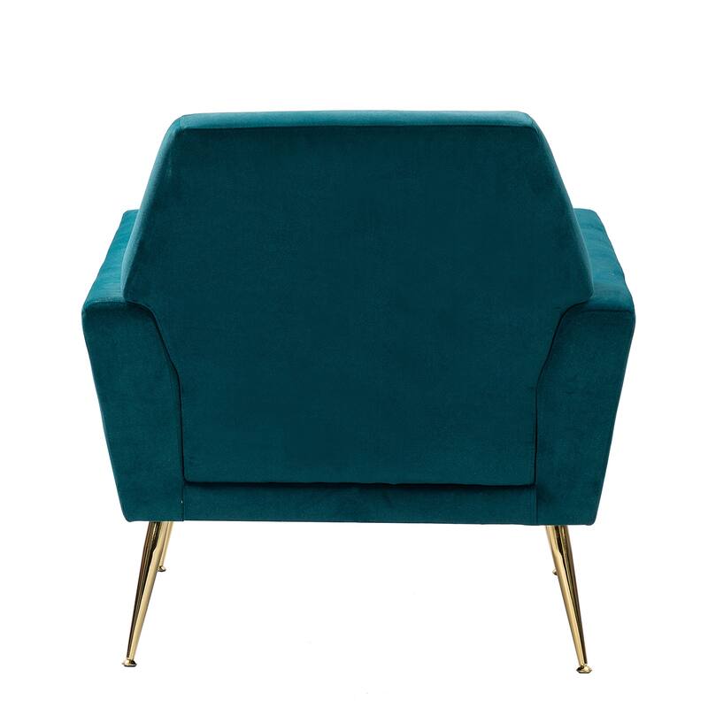 Lilia Contemporary Velvet Upholstered Tufted Back Armchair with Metal Golden legs Set of 2 by HULALA HOME