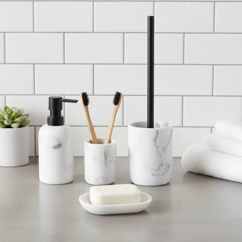 Marble Resin Hand Soap Dish - 5.2 L x 3.6 W x 0.8 H