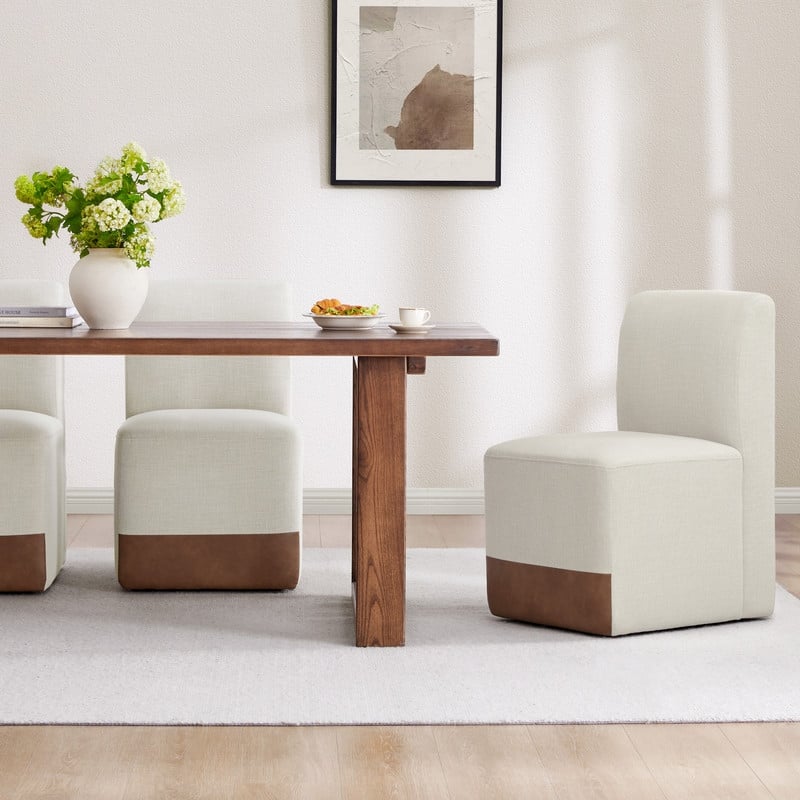 Spruce & Spring Charlotte Upholstered Dining Chairs with Casters Set of 2