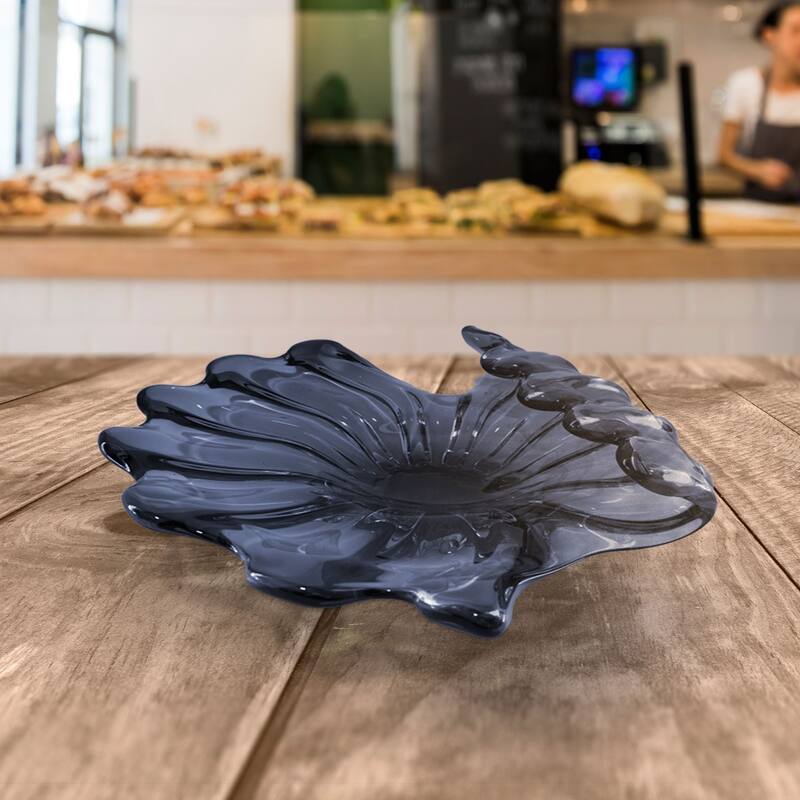 Modern Sculptural Glass Centerpiece Bowl Decorative Accent 14"x10"