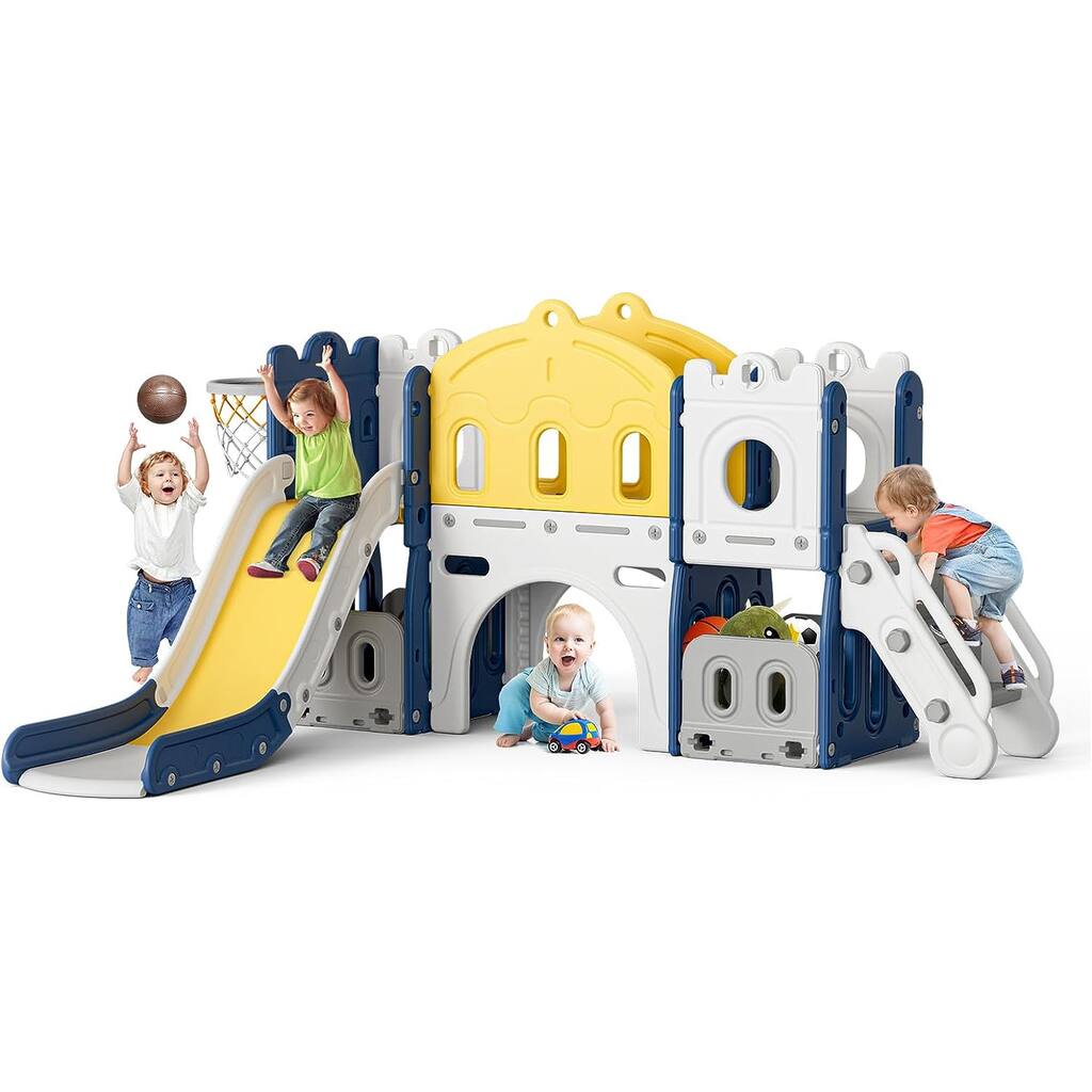 7 in 1 Toddler Slide Large Kids Slide Outdoor Indoor Playset - 6'L x 6.2'W x 3.5'H
