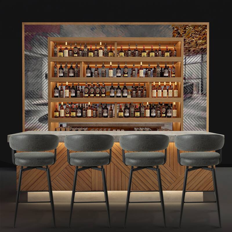 Glitzhome 26 or 31 Inches Modern Upholstered Swivel Counter Height Bar Stools