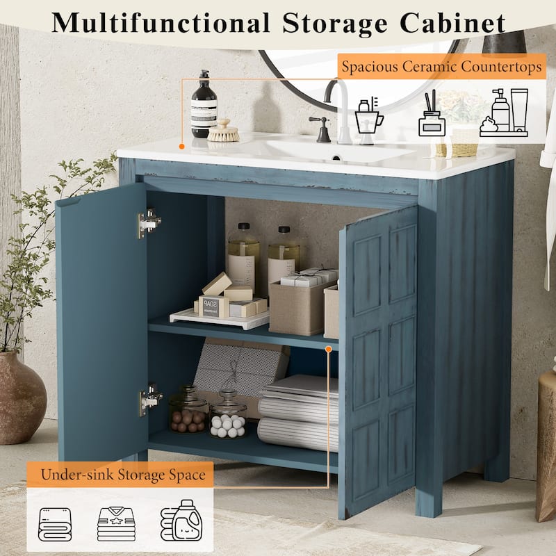 36 " Bathroom Vanity Organizer with Ceramic Sink