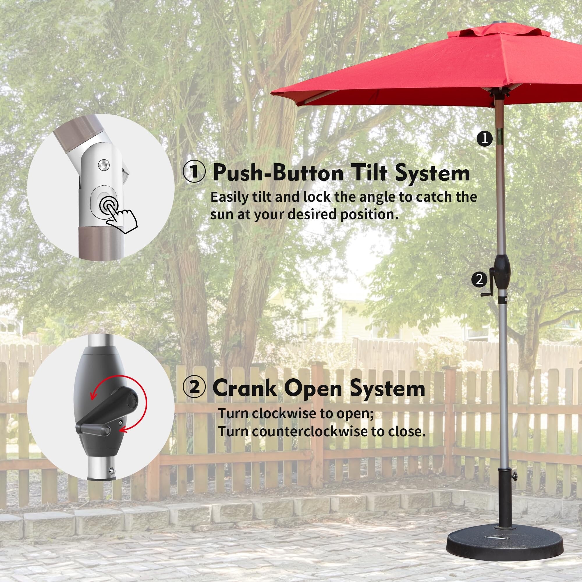 7 1 2 ft patio umbrella in red Blissun 7.5 Umbrella, Yard Umbrella, Outdoor Market with Push Button Tilt Crank (Red) : Patio, Lawn & Garden Here comes a patio umbrella Galtech 7.5' Market Umbrella