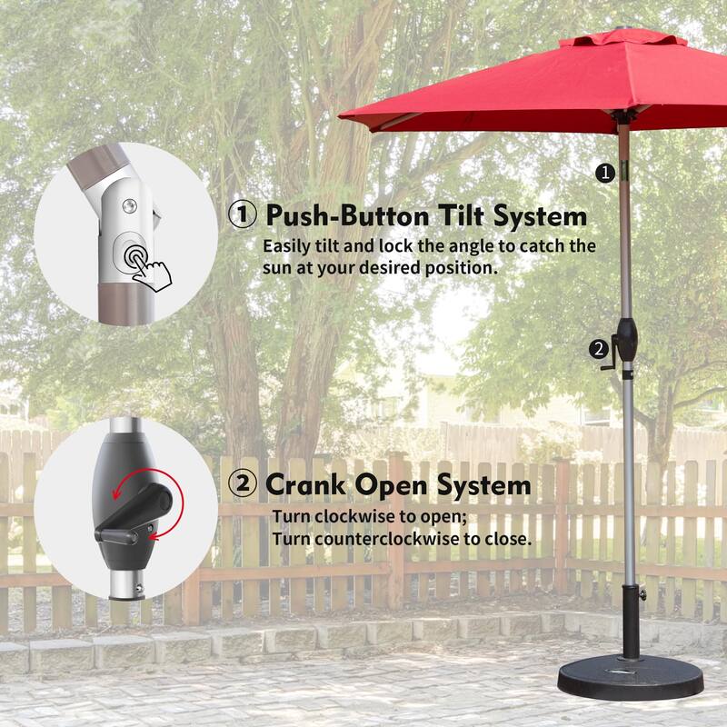 GDFStudio - Premium 7.5FT Patio Umbrella with Push Button Tilt and Sturdy Frame