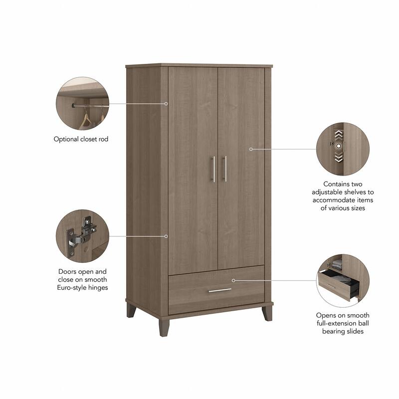 Somerset Tall Storage Cabinet with Doors and Drawer by Bush Furniture