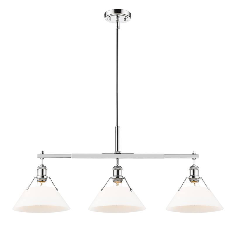 Orwell 3-Light Linear Pendant in Chrome with Opal Glass - Silver