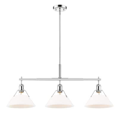 Orwell 3-Light Linear Pendant in Chrome with Opal Glass - Silver