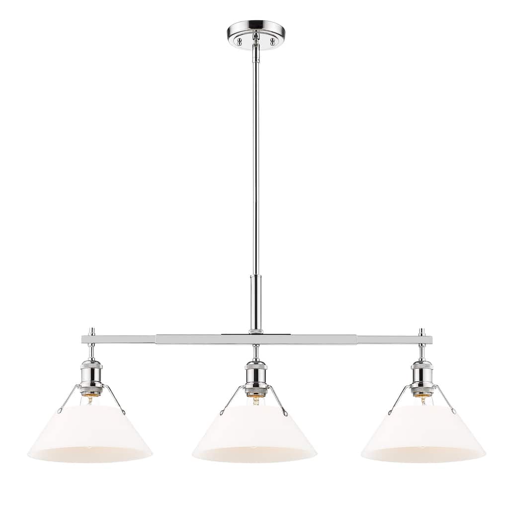 Orwell 3-Light Linear Pendant in Chrome with Opal Glass - Silver