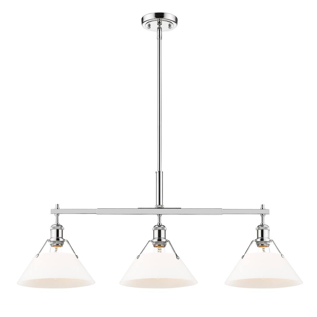 Yep by Golden Lighting Orwell 3-light Island Light in Chrome and Opal Glass - Silver