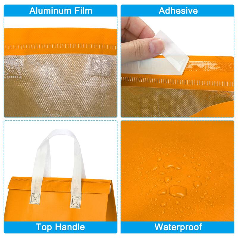 Insulated Take Away Bags, 15Pcs Thermal Bags 11.8 x 7.9 x 12.6 Inch