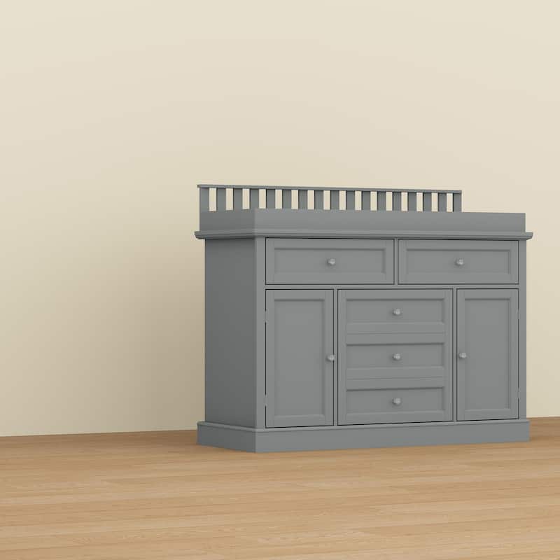 Classic White Baby Changing Table with Storage Cabinets and Drawers