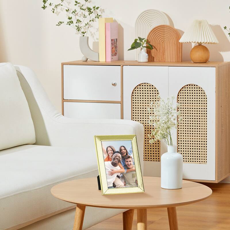 Simple Picture Frames, Metal Photo Frame with Real Glass, Display for Wedding Gift Home Tabletop Decor - Gold - 3.5x5
