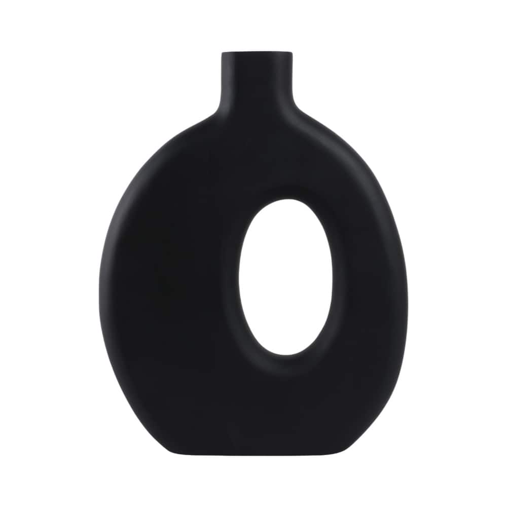 Mango Wood Modern Vase with Round Cutout Silhouette Minimalist Design