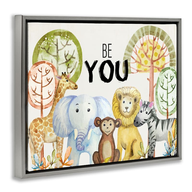 Stupell Be You Jungle Animals Framed Floater Canvas Wall Art Design By Kim Allen
