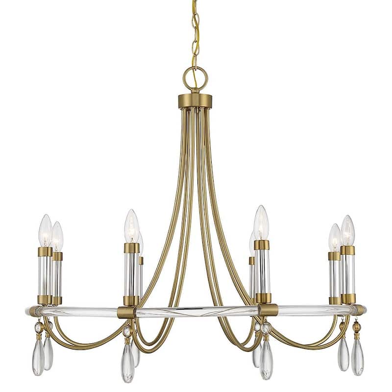 Savoy House 1-7718-8 Mayfair 8 Light 30" Wide Taper Candle Style - Warm Brass / Chrome