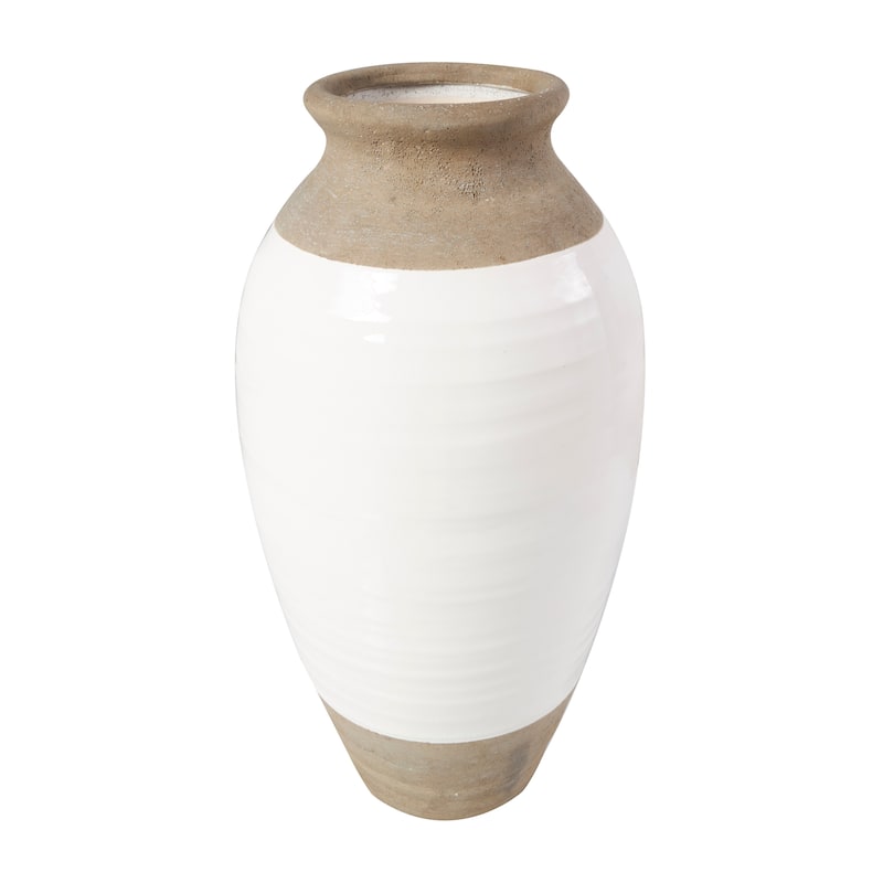 Ceramic Vase with White Body - Gray - Roche River Decor - 12"W x 12"L x 25"H