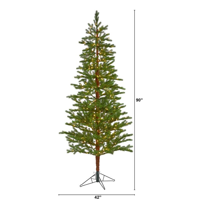 7.5ft Artificial Christmas Tree with Lights - Holiday Decor, Warm White LED, Bendable Branches, Classic Design - Green - 84